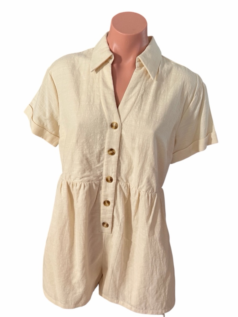 NWT Storia Cotton Button Down Romper size M